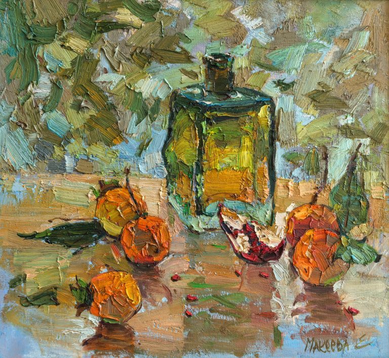 Макеева Елена «Ноябрьская хурма» холст, масло, 55х60см, 2017г