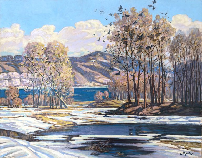 Репин Александр «Март». Оргалит, масло, 53х68см, 2009г.