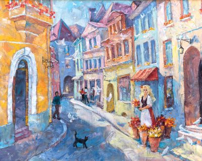 Пешкова Мария «Продавщица цветов». Холст, масло, 80х6Осм, 2011г