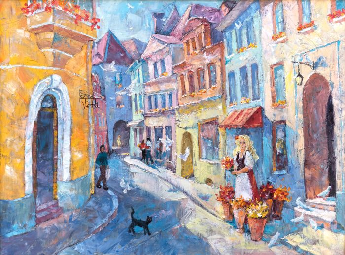 Пешкова Мария «Продавщица цветов». Холст, масло, 80х6Осм, 2011г