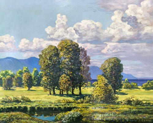 Репин Александр «Август. Заволжье». Оргалит, масло, 60х80см, 2019г