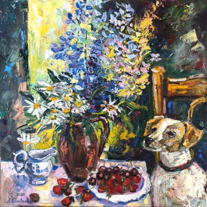 Сливкова Анна «Счастливое лето». Холст, масло, 70х70см, 2020г