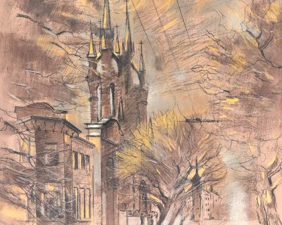 Суздальцева Галина «Самара. Улица Фрунзе. Костел». Ретушь, пастель, 58х44см, 2015г.