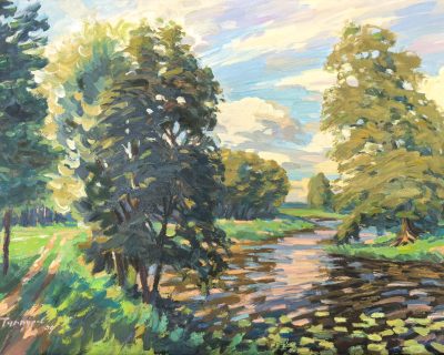 Тумпуров Александр «Пейзаж с рекой» Холст, масло, 50х70см, 2009г