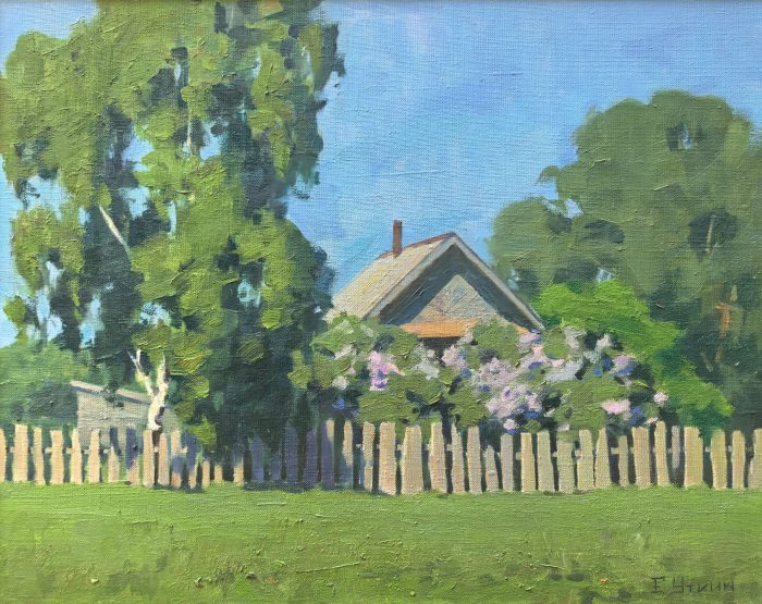 Уткин Евгений «Домик с сиренью» Холст, масло, 50х60см, 2012г